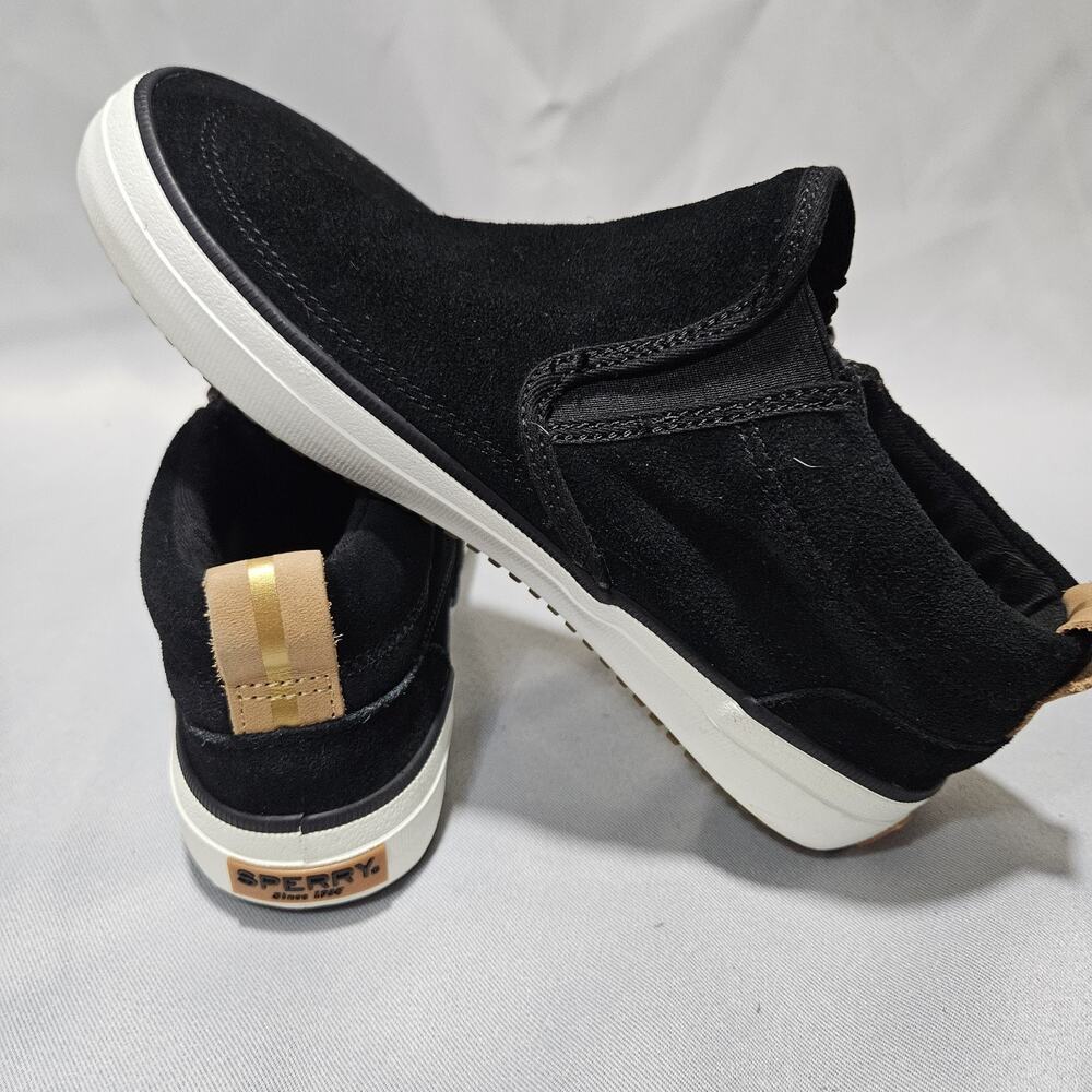 Sperry Top Sider Shoes Womens 6 Black Crest Lug Sneakers Suede Slip On STS86853 - Picture 5 of 7